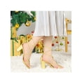 thumbnail image 6 of BLISSFUL STEP Mother's Day Women's Shoes Open Toe Lace Up Block Heel Strappy Heels Gold 9, 6 of 8