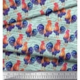 thumbnail image 2 of Soimoi Velvet Fabric Text & Hen Bird Decor Fabric Printed Yard 58 Inch Wide, 2 of 3