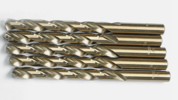 HUOEPU 5Pcs 3/8 in Cobalt Drill Bits, M35 HSS Metal Jobber-Length Twist Drill Bit Set with 135-Degree Point Design for Hard Metal Working