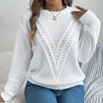 thumbnail image 4 of HAPIMO Women's Fashion Sweater Hallow Out Solid Color Round Neck Novelty Pullover Tops Loose Knitted Clothes Long Sleeve White S, 4 of 7