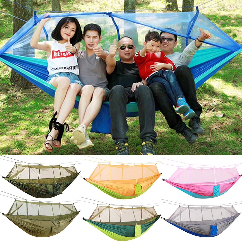 Portable Outdoor Camping Hanging Hammock Bed Mosquito Net Set Sleeping Swing 