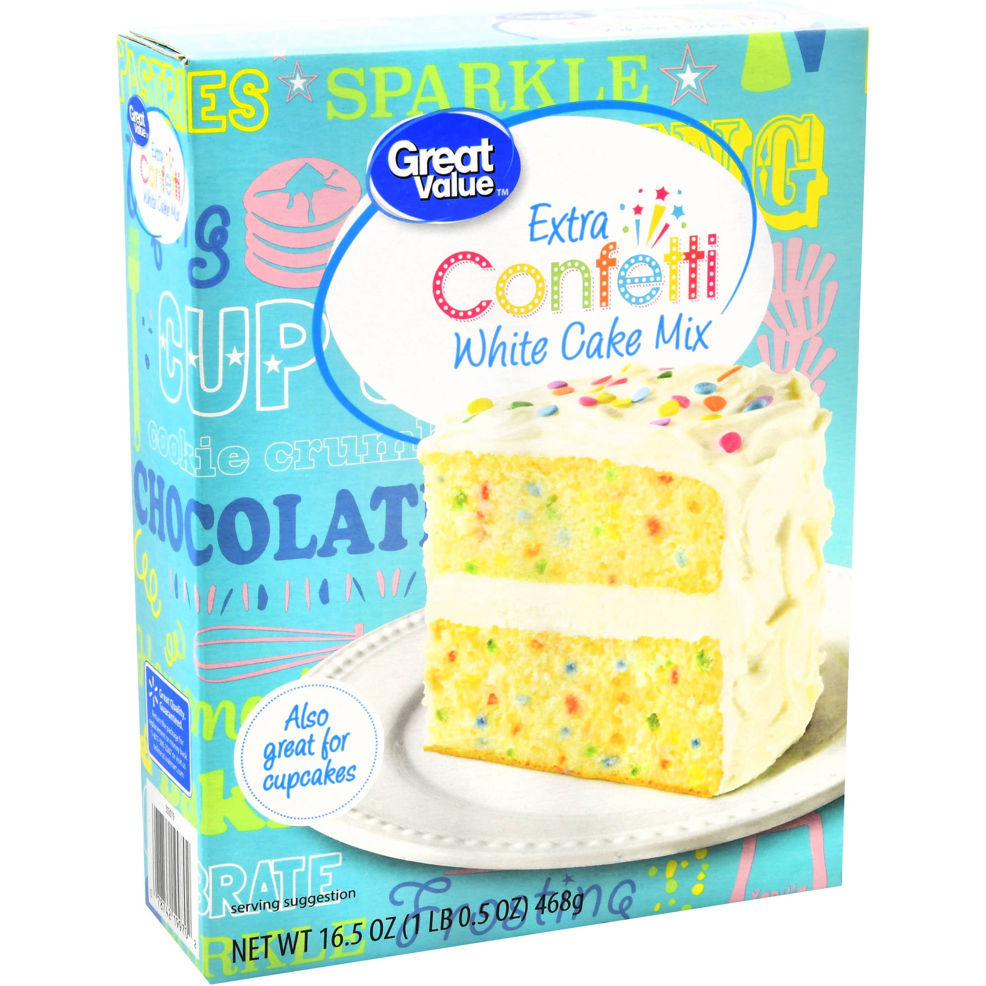 Great Value Extra Confetti White Cake Mix, 16.5 oz