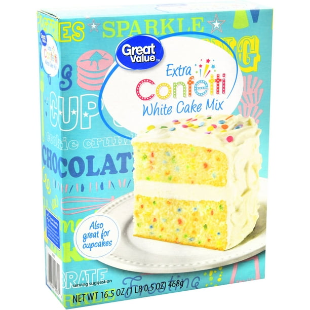 Great Value Extra Confetti White Cake Mix, 16.5 oz