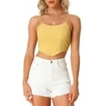 thumbnail image 1 of INSPIRE CHIC Camisole à Bretelles Spaghetti pour Femmes Ourlet Asymétrique Texturé Jaune P, 1 of 5