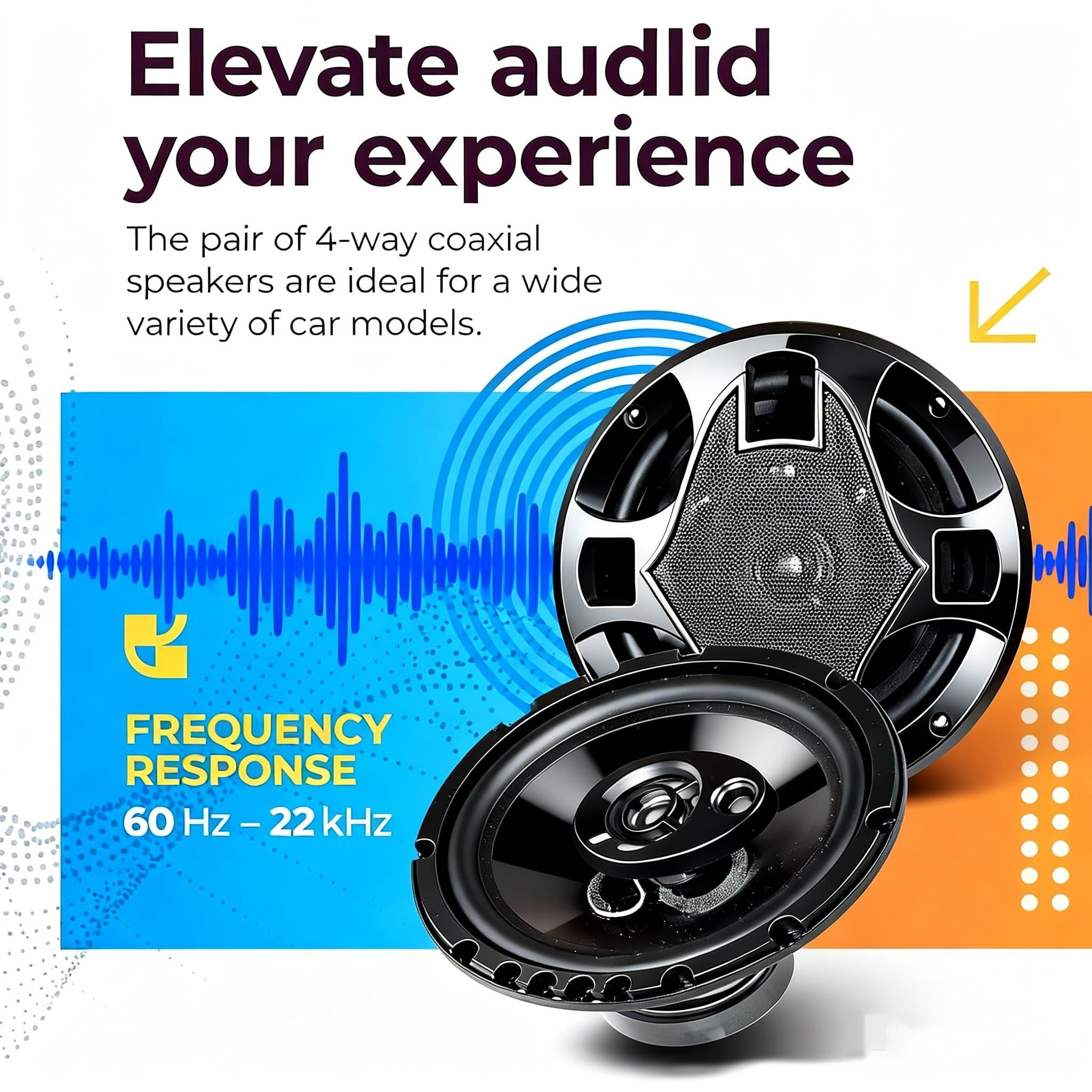 SDX Audio Systems CS21065 6.5 Inch Car Audio Door LED Speakers with switch on/off button - 300 Watts Max, 3 Way, Full Range, Coaxial, Sold in Pairs, Hook Up To Stereo and Amplifier, Tweeters