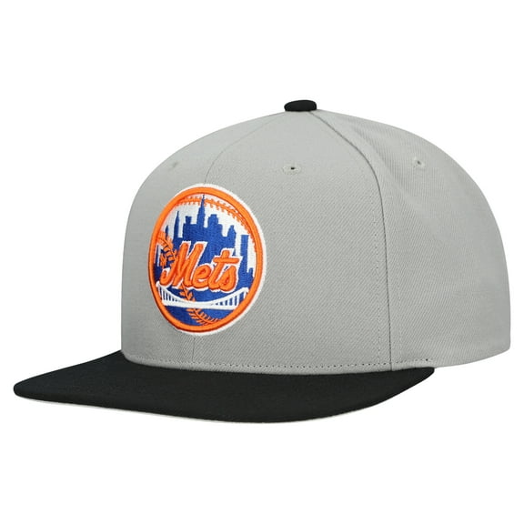 Men's Mitchell & Ness Gray New York Mets Cooperstown Collection Basic Flip Snapback Hat