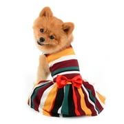 SELMAI Dog Dress for Small Dogs Girl Striped Summer Puppy Princess Skirt with Bowtie Elegant Party Wedding Birthday Costume Outfits Pet Pullover Sundress Doggie Chihuahua Toy Poodle Clothes Apparel