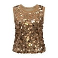 thumbnail image 4 of EliteGoogv Women Tank Top Classic Fit Carnival Holiday Tops Vest Sequin Sleeveless Shirts Brown XL, 4 of 4