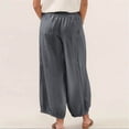 thumbnail image 5 of Afuyipoi Women's Capris Pants Cotton-Linen Elastic Waist Loose Fit Casual Pants For Summer Gray Size XL, 5 of 5
