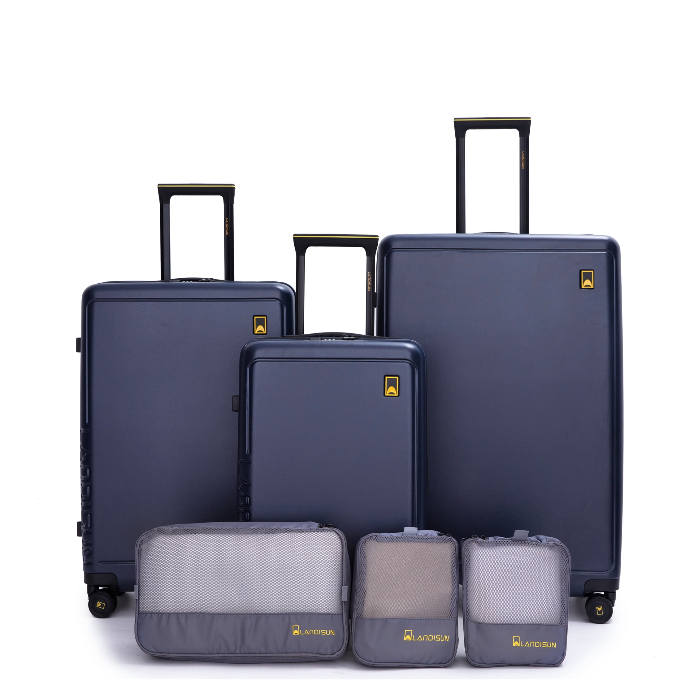 JERFIT 20 Inch Carry On Luggage 3 Piece Set, ABS+PC Hardshell Spinner Suitcase with TSA Lock, Lightweight Expandable Travel Luggage Set in Blue