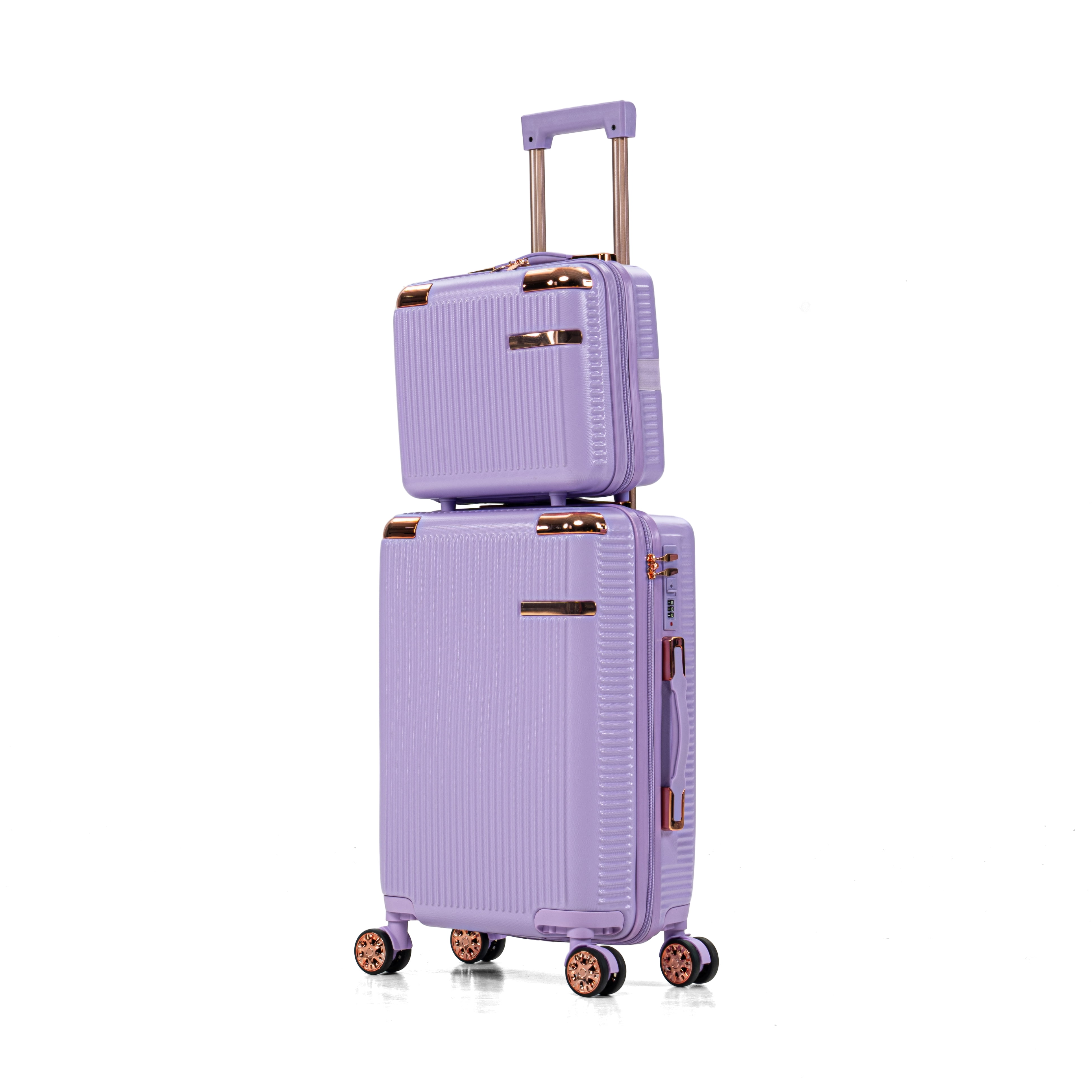 4-Piece Lightweight ABS Hard Shell Luggage Set, Anti-Scratch Textured Travel Suitcase with 360° Dual Spinner Wheels and Combination Lock for Business Vacation Weekend Travel