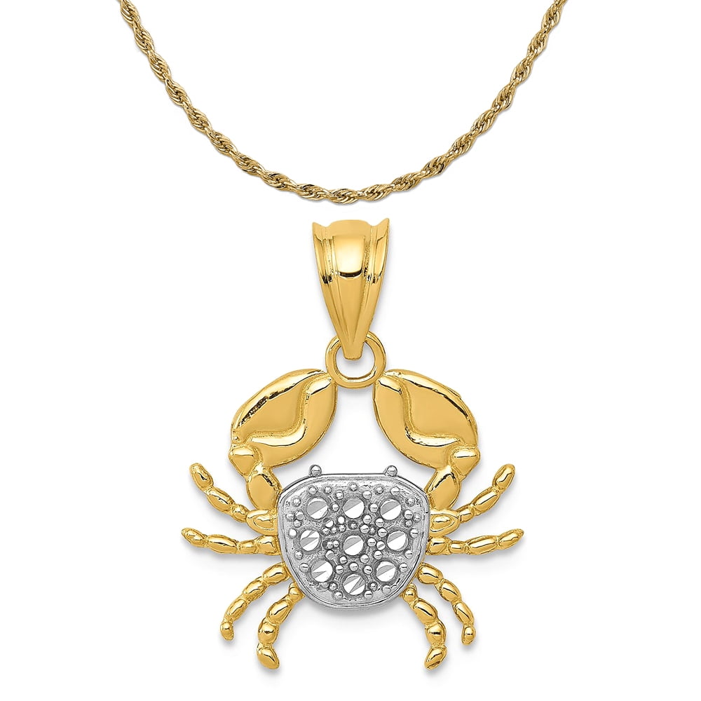 14k Satin Diamond-cut Crab Pendant 14k Satin Diamond-cut Crab Pendant