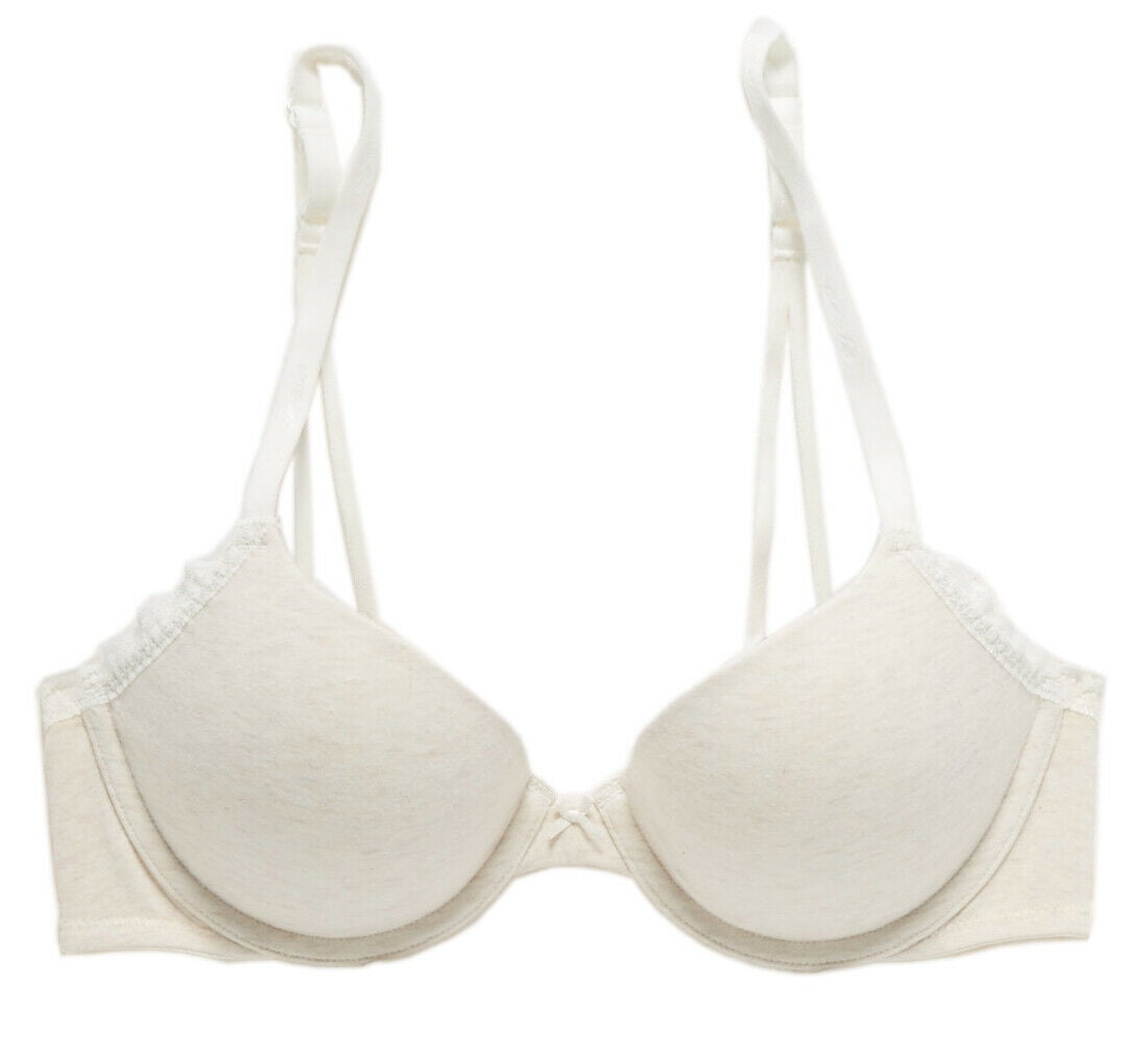 New AERIE American Eagle Real Happy Demi Push Up Bra, Heather Frost, Sz ...