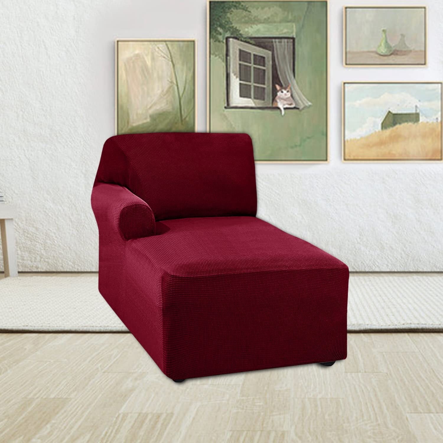 BH-JJSMGS Jacquard Chaise Lounge Cover,Modern Polar Fleece sectional Sofa slipcover,Stretch Left/Right Armchair Cover for loveseat L Shaped Sofa