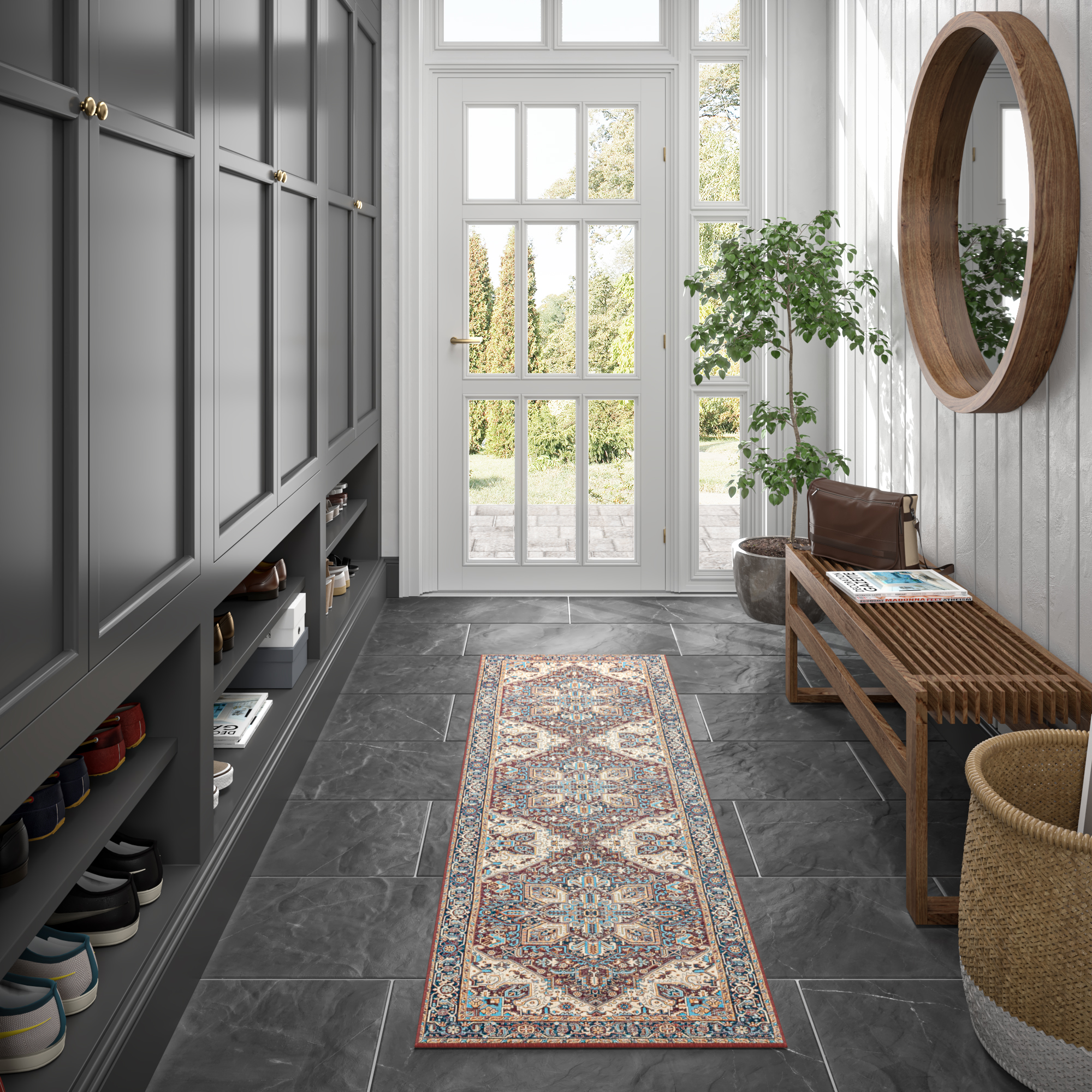 2x8 Modern Red Runner Rugs for Hallway | Indoor Entry, Entryway, Walkway or Kitchen Rug 2'3'' x 7'3''