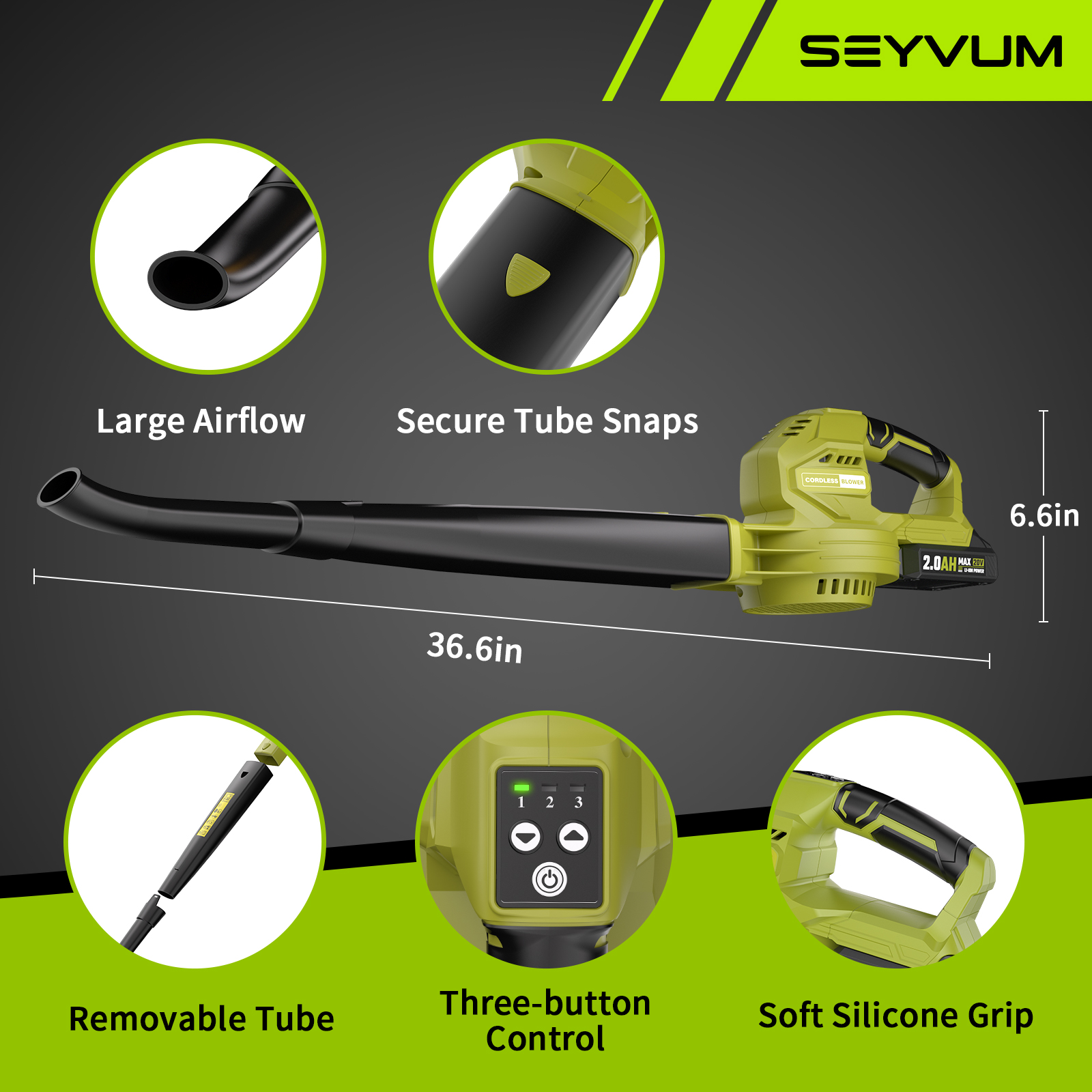 Seyvum 20V Cordless Leaf Blower with 2 Batteries photo 5
