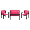 thumbnail image 3 of CorLiving Everett 4-Piece Weather Resistant Steel Frame Outdoor Conversation Set with Mesh Seats, Chairs, Loveseat, and Coffee Table, Red, 3 of 9