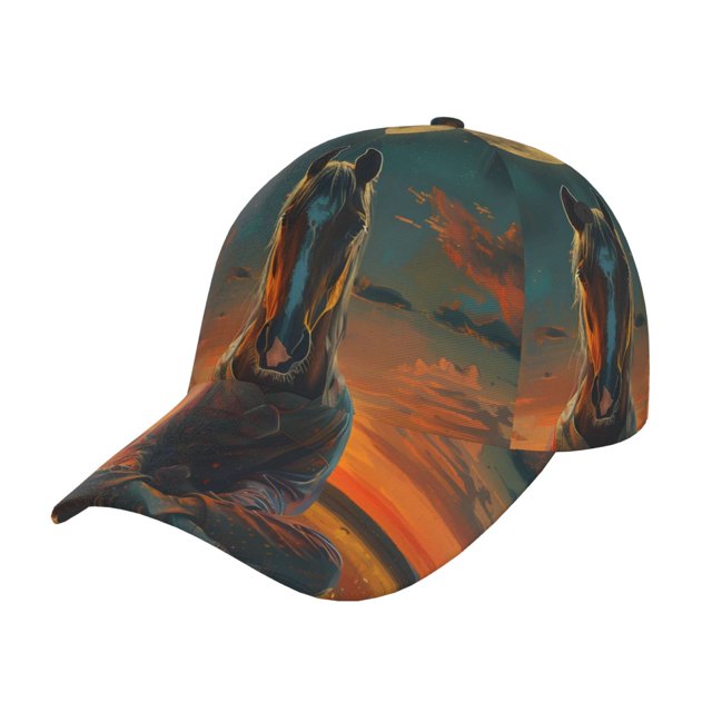 Fotbe Sunset Prairie Meditating Horse Gorro Clásico de Béisbol, Gorra Ajustable con Broche Snapback, Gorro de Exterior de Algodón Suave