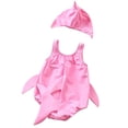 thumbnail image 5 of Bainana Toddler Girls Swimwear Summer Cartoon Shark Print Sleeveless Crew Neck One-Pieces Bikini With Hat Set Baby Infant Comfort Holiday Swim Wear Pink Size 12-18 Months, 5 of 6