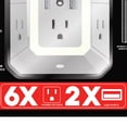 thumbnail image 5 of RAYOVAC Portable Surge Protector Wall Tap with Phone Holder, 6 AC Outlets, 2 USB Ports, and Night-Light, SS-Q205, 5 of 5
