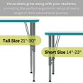 thumbnail image 4 of Tot Mate Versa Markerboard School Desk Adjustable Height Kids Table, Purple, 14 - 23" H, Large Curve, 4 of 6