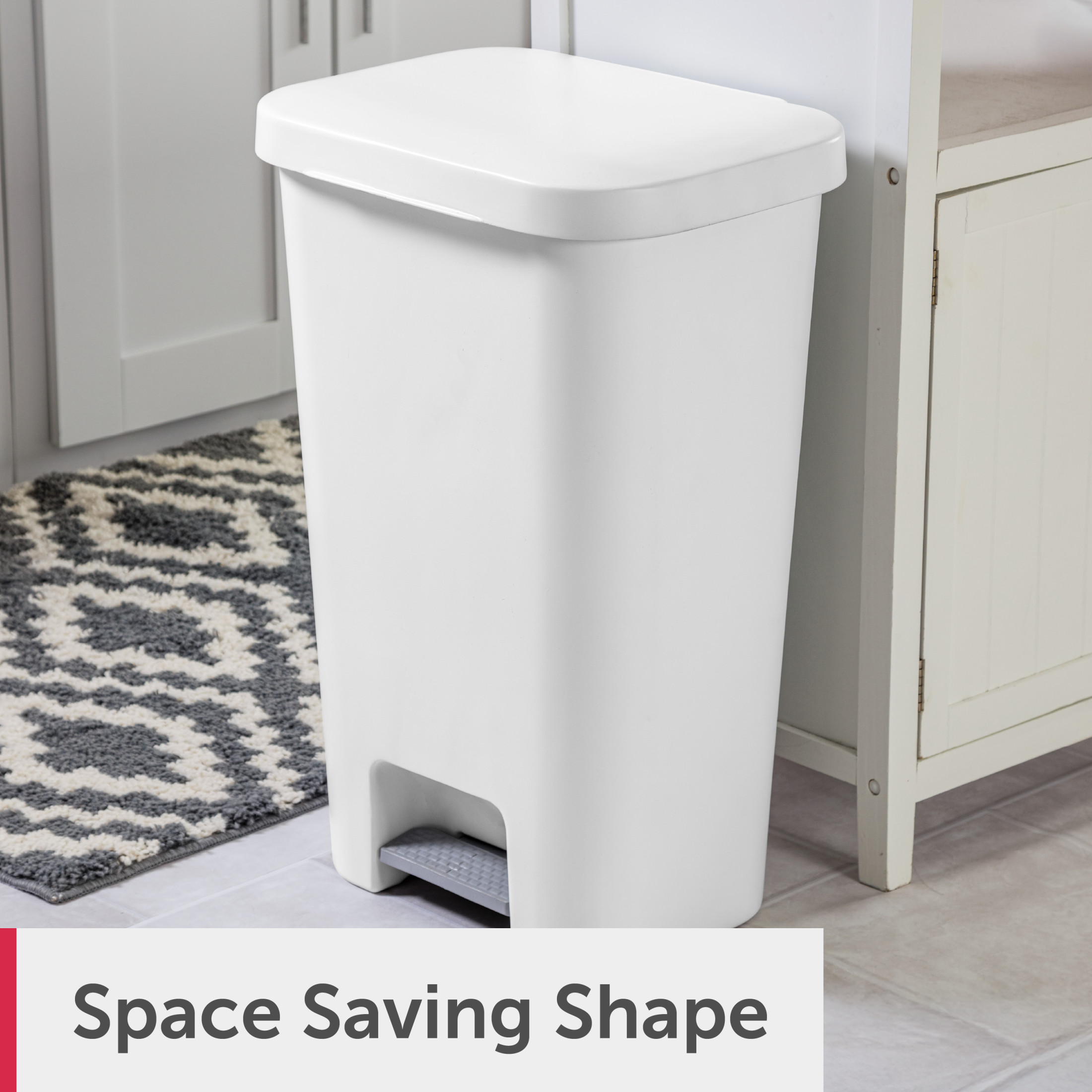 Sterilite Large Kitchen Trash Can, 11.9 Gallon, Step Lid, White photo 5