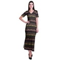 thumbnail image 4 of Moomaya Long Bodycon Maxi Dress For Womens Short&nbsp;Sleeve V neck Printed Jersey T-shirt Dress, 4 of 6
