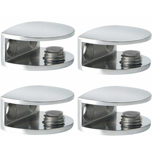 Abrazadera de vidrio Soporte de estante de vidrio Soporte de estante de pared Abrazadera ajustable, vidrio adaptable de 8-10 mm de espesor, acabado pulido de acero inoxidable, 4 piezas, JAMW Sencillez
