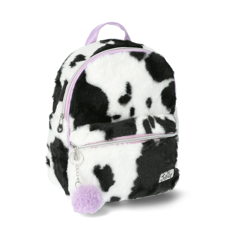 Justice Girls Cow Print Faux Fur Mini Backpack Black Walmart
