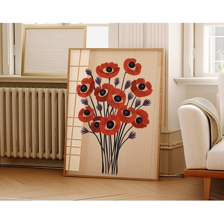 Flowers Illustration Print - Floral Art - Bouquet Of Flower - Floral Decor - Colorful Girls Gift - Gift Idea - Wall Art Modern Wall Decor 16x24 UNFRAMED