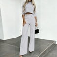 thumbnail image 2 of CharmCyan Women's Casual Temperament Commuting Wide-leg Pants Solid Color Two-piece Suit White M, 2 of 2