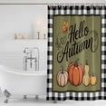 thumbnail image 3 of Fall Pumpkins Maple Shower Curtain, Waterproof Shower Curtains for Bathroom, Thanksgiving Autumn Farmhouse Check Washable Fabric Bathtub Curtain Set Bath Decor with 12 Hooks 72"x78", 3 of 8