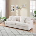 thumbnail image 3 of 79.3" Loveseat Sofa Couch, 2 Seater Corduroy Sofa with Double Cushions & 4 Pillows, Cloud Couch for Living Room Apartment, White, 3 of 9