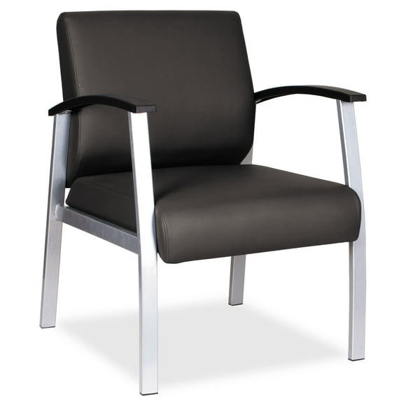 Alera metaLounge Series Mid-Back Guest Chair, 24.6" x 26.96" x 33.46", Black, Silver Base