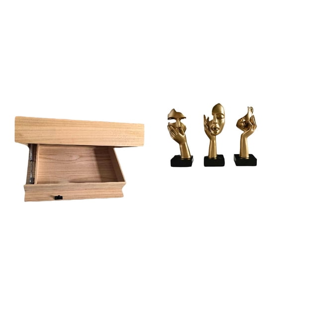 Estante Flotante De Pared Con Cajón Y Compartimento, Estatuas De Pensadores De Resina, Decoración De Mesa Para El Hogar, La Oficina, El Dormitorio, El Apartamento, La Sala De Estar,