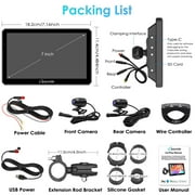 Carpuride Motorcycle HD Dual 1080P Dash Cam, Wireless Apple CarPlay & Android Auto Wire Control, Horizontal Vertical Rotation 7 Touch Screen (712D)