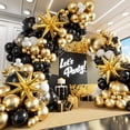 thumbnail image 1 of Juego de globos con forma de arco y guirnalda para decoración de fiestas, negro y dorado, 1 of 7