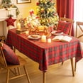 thumbnail image 3 of Red Green Plaid Christmas Tablecloth 60x84, Tartan Table Cloth Decorations, Winter Holiday Tablecloths for Rectangle Tables Parties Dining Farmhouse Kitchen Decor, 3 of 6