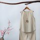 thumbnail image 1 of Moda Mujer Blusa irregular Tallas grandes Camisetas sin mangas Algodón casual Lino Sin mangas Sólido Abanopi Beige/Pequeña, 1 of 7