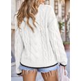 thumbnail image 3 of Eytino Women's Sweaters Trendy Crewneck Long Sleeve Color Block Sweater Tops Cable Knit Pullover Sweater for Women White Size M, 3 of 6