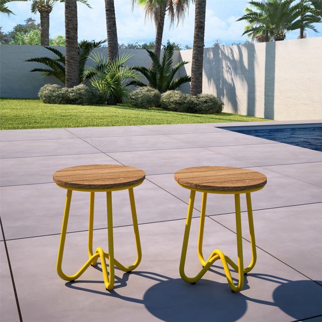 Novogratz Poolside Gossip Collection, Bobbi Outdoor/Indoor Bistro Stools, 2-pack, Charcoal Gray