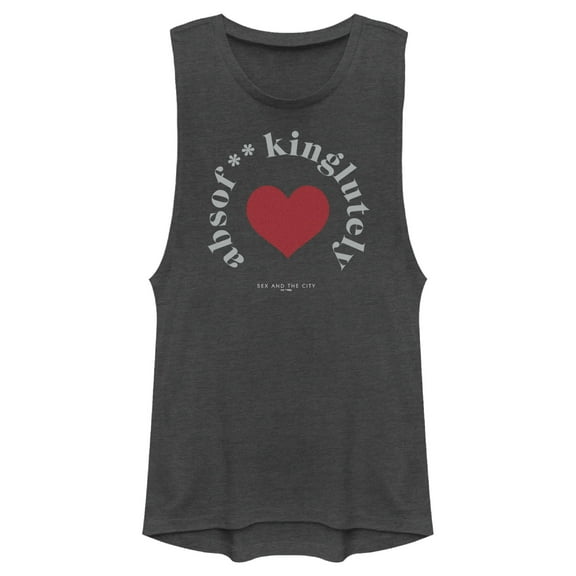 Junior's Sex and the City Mr. Big Absolutely Heart Festival Muscle Graphic Tee Charcoal X Large