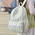 thumbnail image 5 of Women Bow Print Backpack with Lace Trim, Large Capacity Multi-Pockets School Bag for Travel Outdoor (Green 430*300*130), 5 of 9