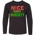 thumbnail image 3 of Inktastic Nice Until Proven Naughty with Holly and Gingerbread Man Long Sleeve Youth T-Shirt, 3 of 5