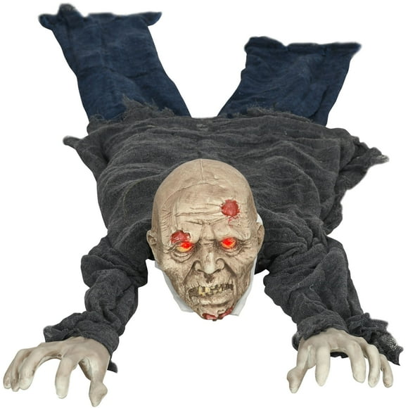 62 Inch/5.2ft Life Size Outdoor Halloween Decoration Crawling Zombie, Animated Prop Decor with Sound and Motion Activated, Light Up Eyes, Creepy Sound