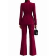 thumbnail image 4 of Women Blazer Pants Suit 2 Piece Outfits Casual Long Sleeve Blazer Set for Work Business Red M, 4 of 9