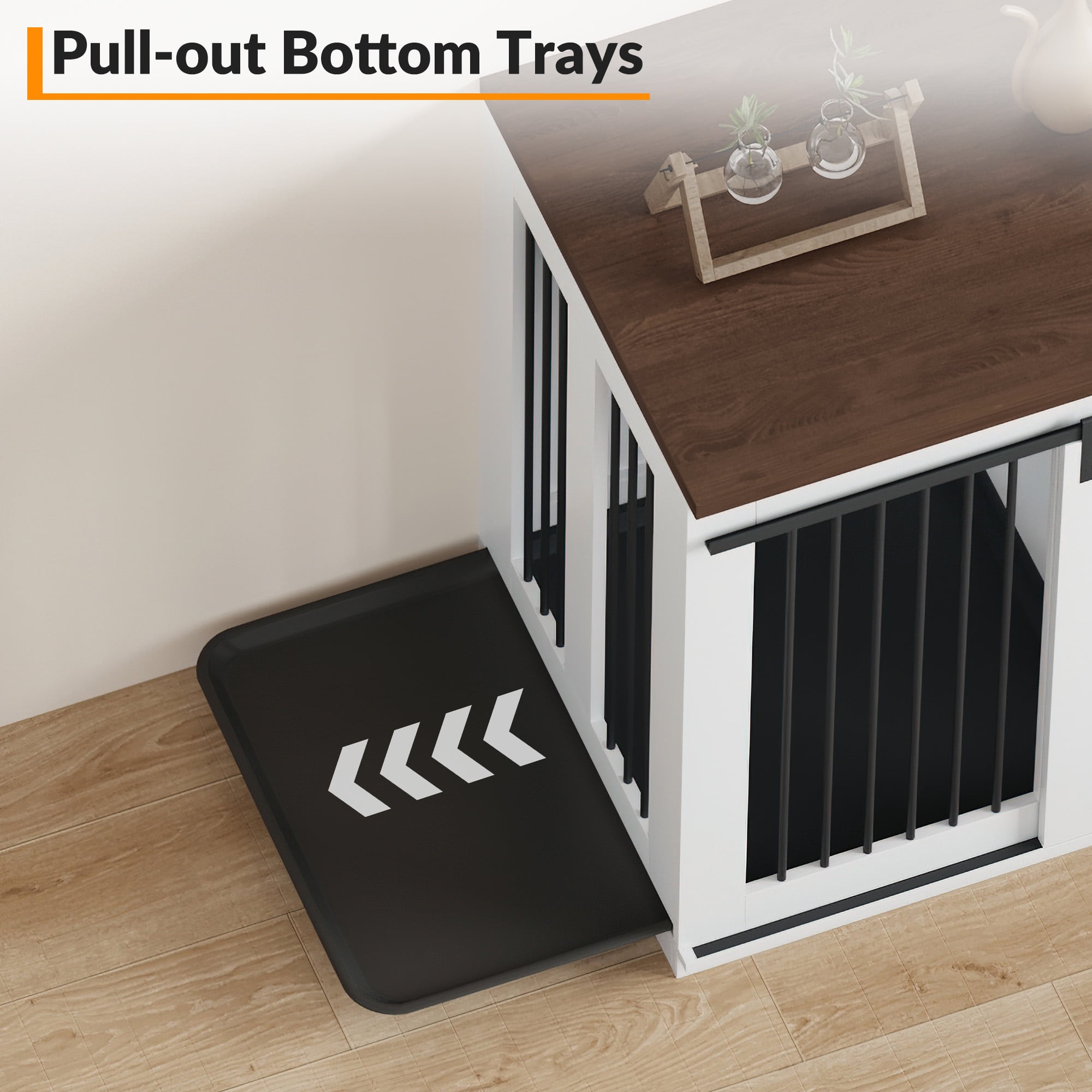BouPower Dog Crate,Heavy Duty Dog Kennel Furniture For Small Medium Large Dogs,Double-Dog Indoor Wooden Dog Crate Furniture,Anti Escape Dog Cage,Tv Stand,Large Dog Crate Furniture