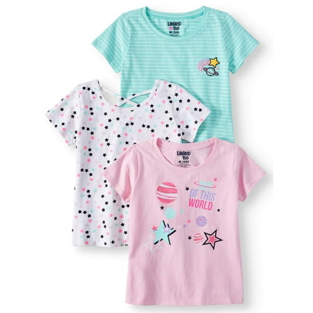 Multi Bright Turtleneck - Limited Too Graphic, Printed and Stripe Tees, 3-Pack (Little Girls & Big Girls)