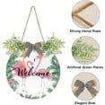 thumbnail image 2 of SKYSONIC Tropical Palm Tree Flamingo Welcome Sign Front Door Decor Round Door Hanging Sign Porch Decorations for Farmhouse Summer Holiday Fall Halloween Christmas - 12x12 inch, 2 of 7