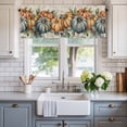 thumbnail image 2 of Pumpkins Thanksgiving Farmhouse Short Window Curtain Valances, Eucalyptus Leaves Retro Beige Rod Pocket Kitchen Valances for Living Room Bedroom Bathroom Cafe 60" x 18", 2 of 8